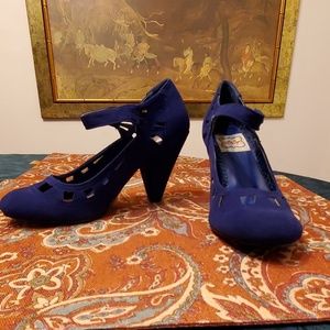 Betty Page blue suede heels